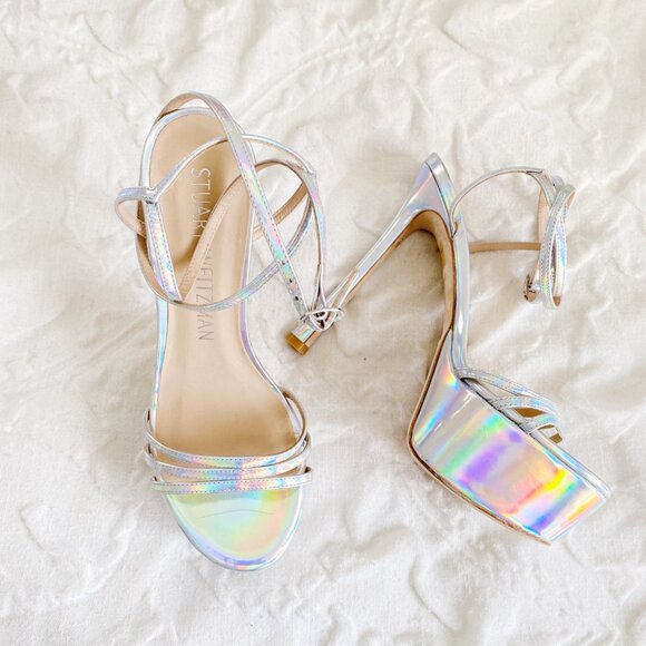 Stuart Weitzman Soiree Iridiscent Platform Sandals Size 9 - Picture 6 of 14